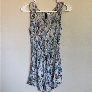 White, short floral romper